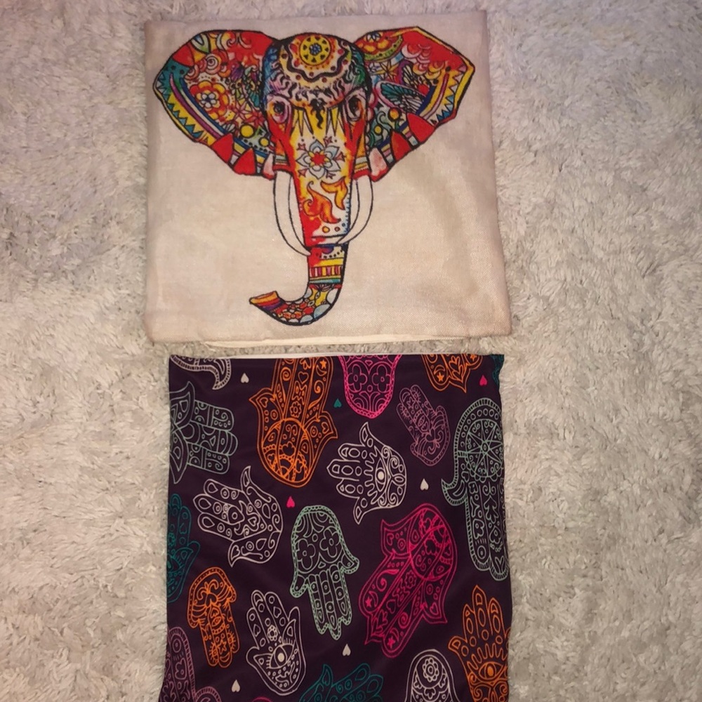 Bohemian elephant and hamsa hand pillow cases